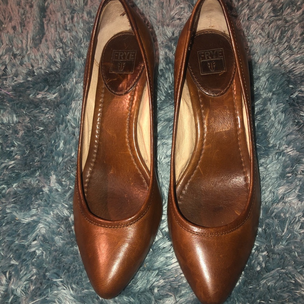 Frye Regina Cognac Brown Heels
